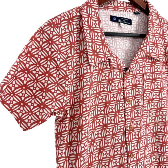 NEW NWT Ben Sherman LINEN BLEND BOYS Sz XL 18 Orange Shirt Top Beach Tropical - Picture 5 of 9
